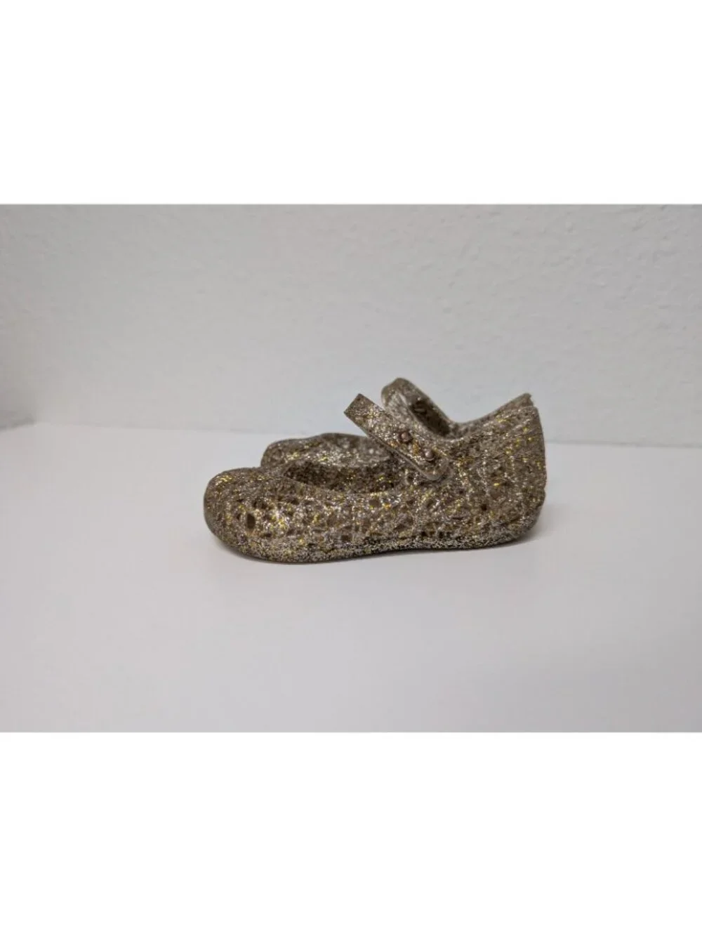 Mini Melissa Campana Zig Zag Glitter Shoes Gold Size 7 Jellies Jelly Sandal